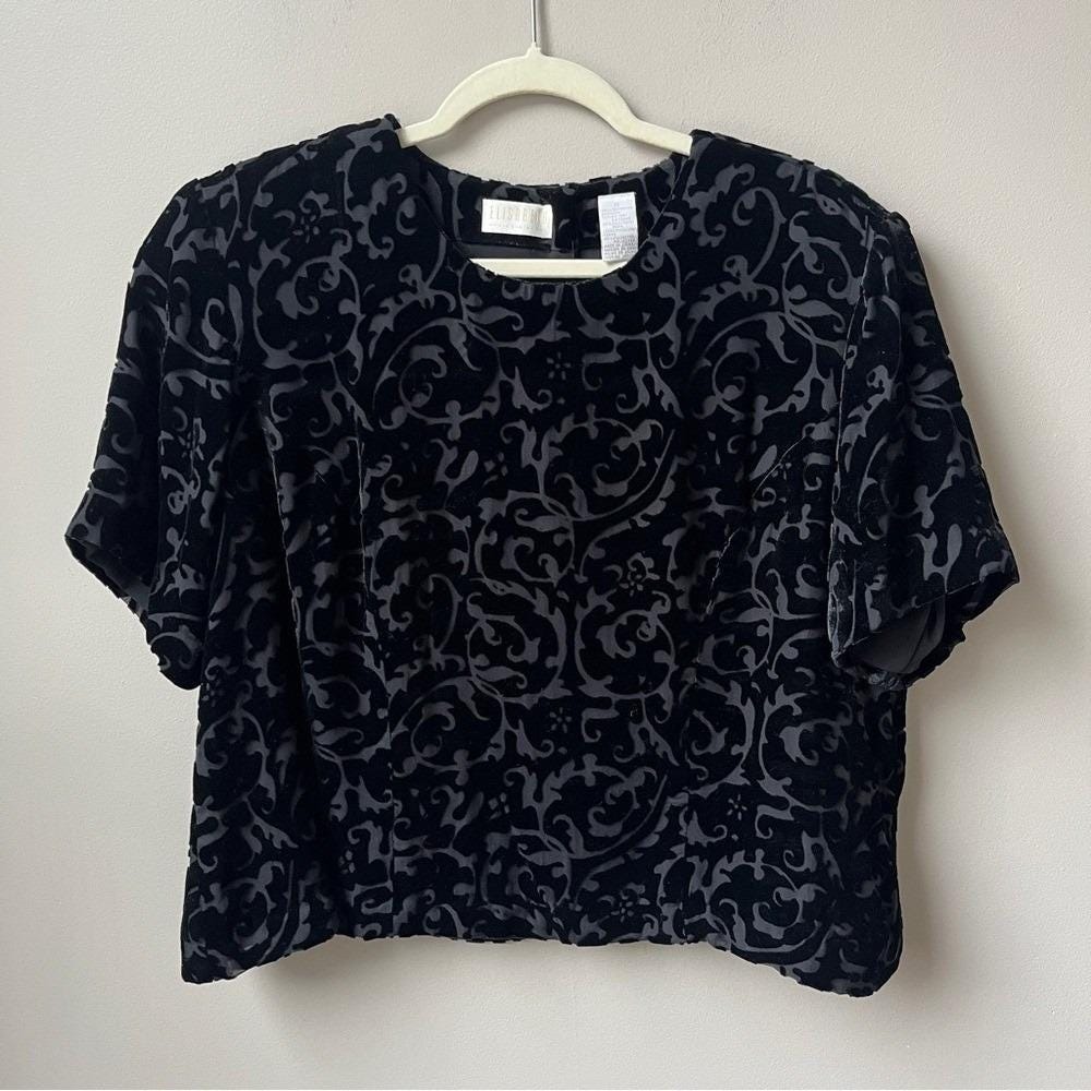 Vintage Velvet Top Women's 14 Silk Blend Classic Vamp Dark Romantic Feminine